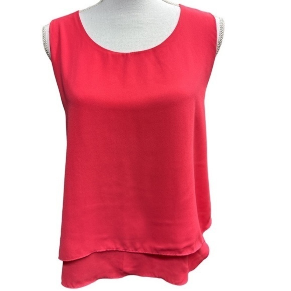 Vintage True Light Tracy‎ Coral Red Draped Back Sleeveless Top Womens M USA Made